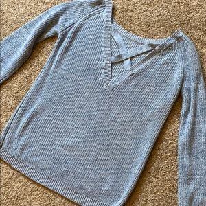 Lulu’s light blue sweater with balloon sleeves